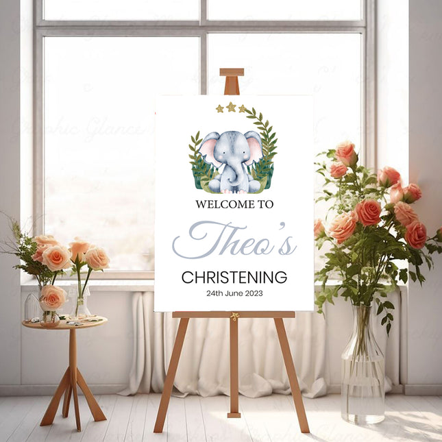Baby Elephant Personalised Party Welcome Board