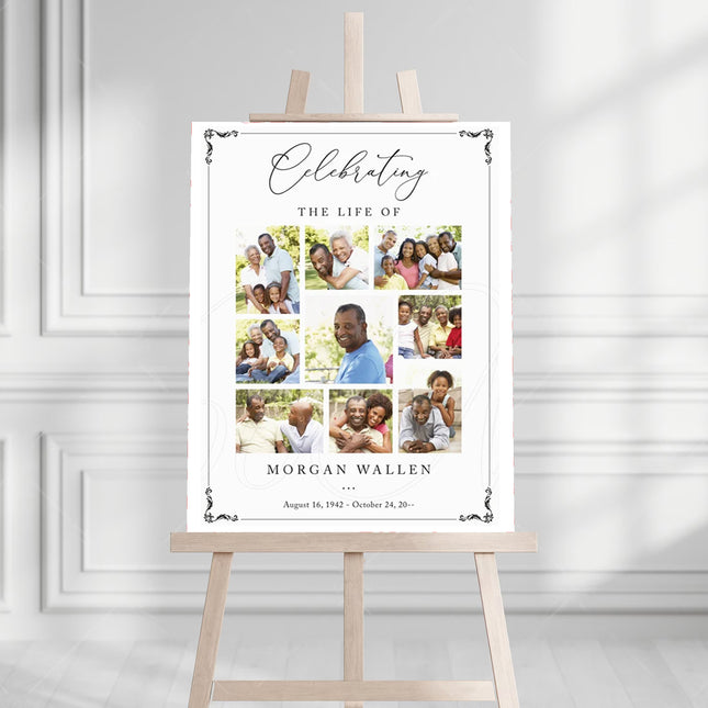 Celebrating The Life Of Memorial Personalised Welcome Board Collage