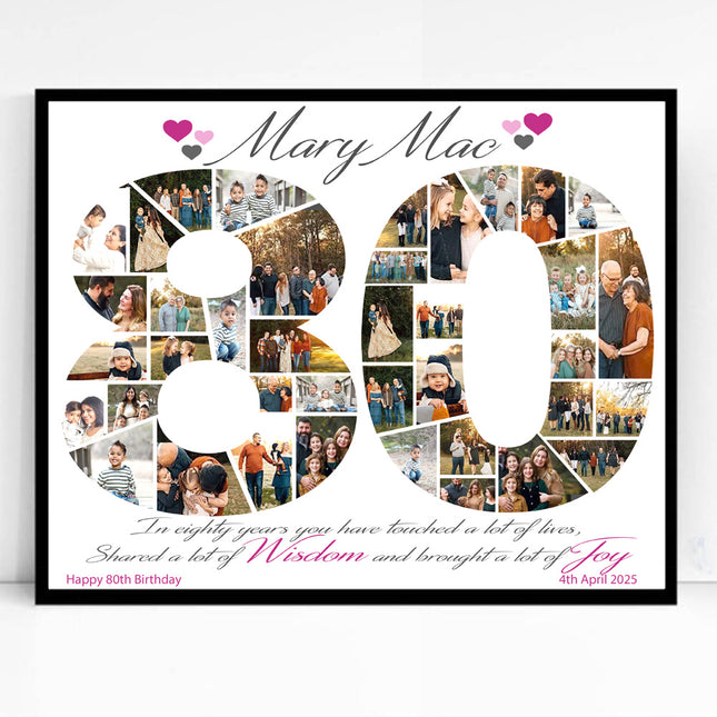 A Life in Photos 80th Birthday Personalised Framed Gift