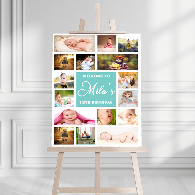 Memories Squared Birthday Personalised Party Welcome Board