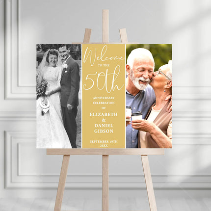 Then & Now Personalised Anniversary Party Welcome Board