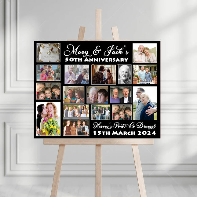 Wedding Anniversary Personalised Photo Collage Welcome Board