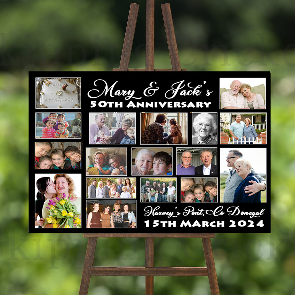 Wedding Anniversary Personalised Photo Collage Welcome Board