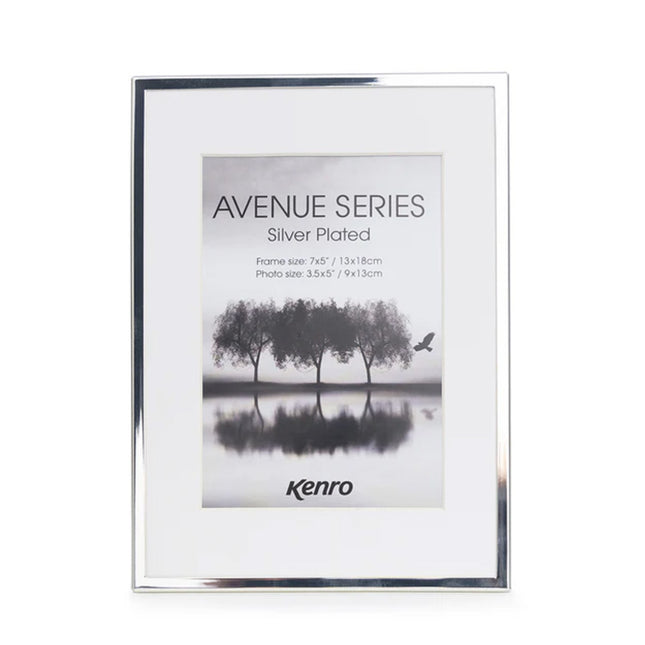 Kenro Avenue Silver Photo Frame With Mount  7X5 Inch  – Free Photo Print