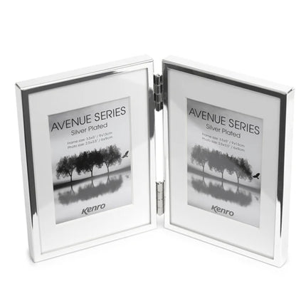 Kenro Avenue Silver Twin Photo Frame With Mount 6X4 Inch  – 2 Free Photo Prints