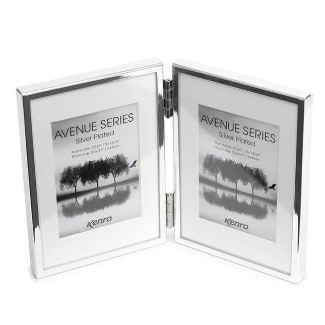 Kenro Avenue Silver Twin Photo Frame With Mount 7X5 Inch  – 2 Free Photo Prints