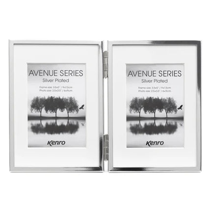 Kenro Avenue Silver Twin Photo Frame With Mount 6X4 Inch  – 2 Free Photo Prints