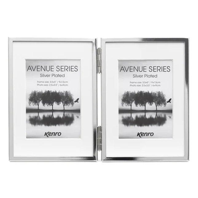 Kenro Avenue Silver Twin Photo Frame With Mount 7X5 Inch  – 2 Free Photo Prints