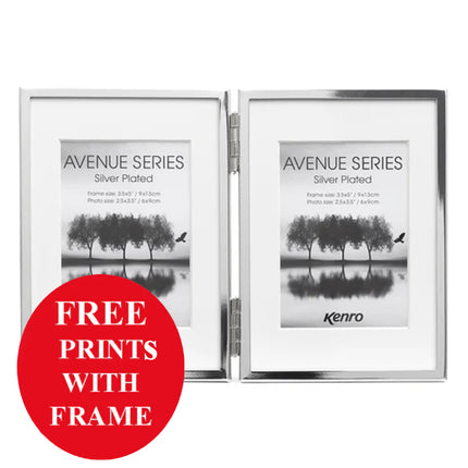 Kenro Avenue Silver Twin Photo Frame With Mount 6X4 Inch