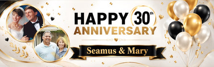 Anniversary Party Heart Personalised Banner