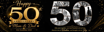 Photo Collage Wedding Anniversary Party Personalised Banner