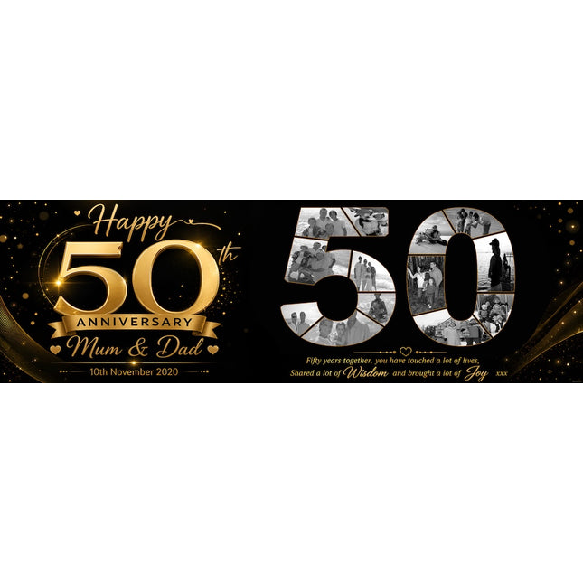 Photo Collage Wedding Anniversary Party Personalised Banner