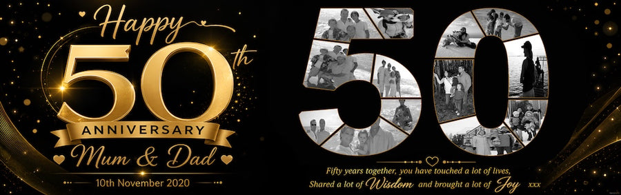 Photo Collage Wedding Anniversary Party Personalised Banner