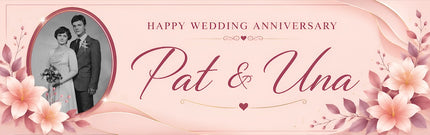 Floral Wedding Anniversary Party Personalised Banner