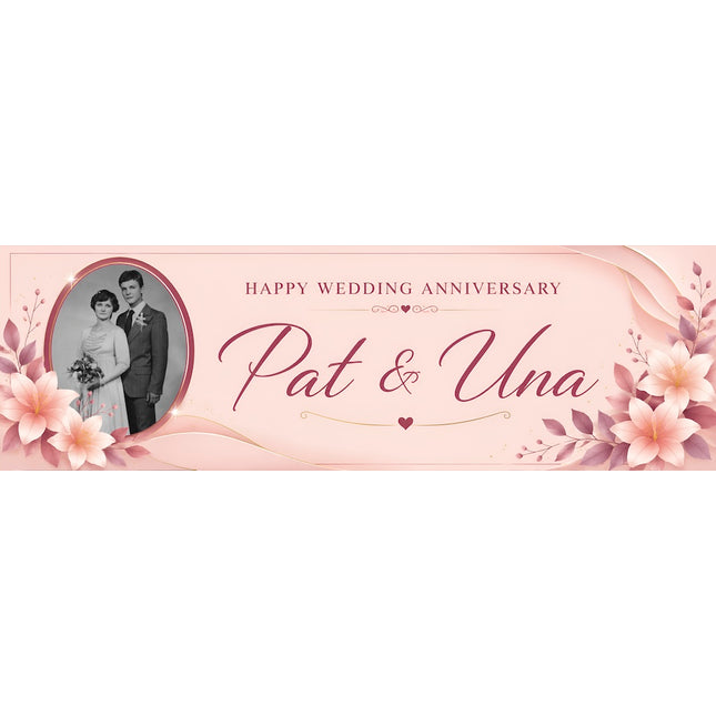 Floral Wedding Anniversary Party Personalised Banner