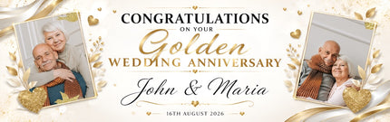 Congratulations On Your Golden Anniversary Personalised Photo Banner