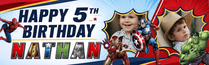 Marvel Avengers Personalised Photo Birthday Banner