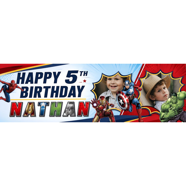 Marvel Avengers Personalised Photo Birthday Banner
