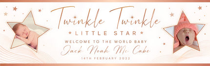 Rose Gold Welcome To The World Personalised Photo Banner