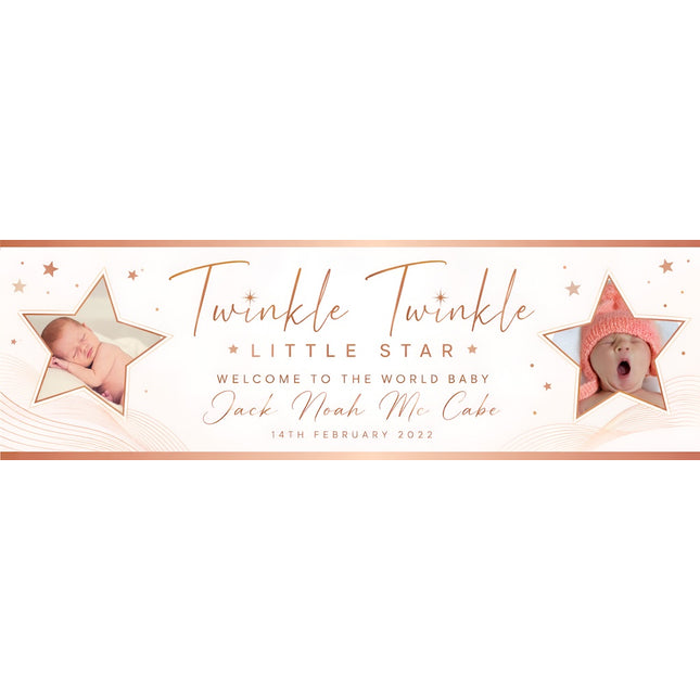 Rose Gold Welcome To The World Personalised Photo Banner