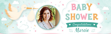 Its A Baby Shower Stork Personalised Photo Banner