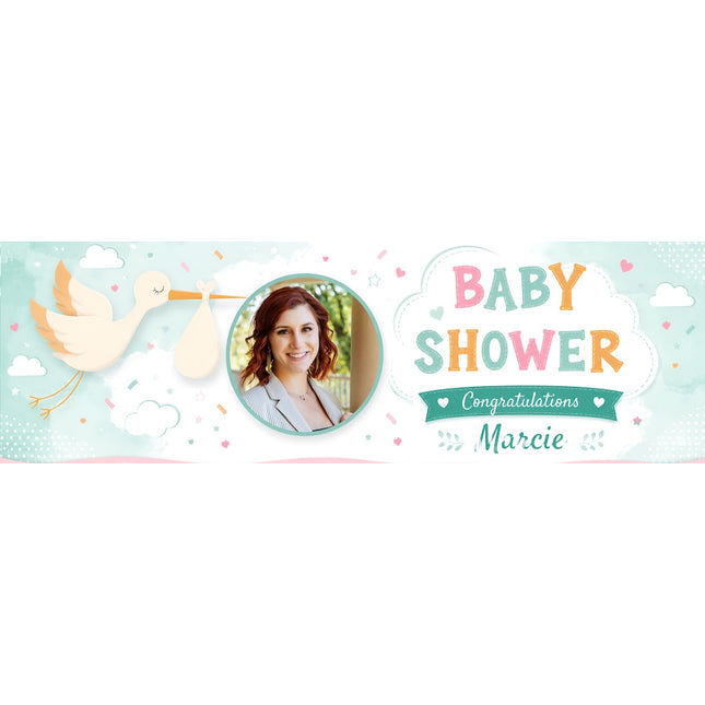 Its A Baby Shower Stork Personalised Photo Banner