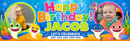 Baby Shark Personalised Photo Birthday Banner