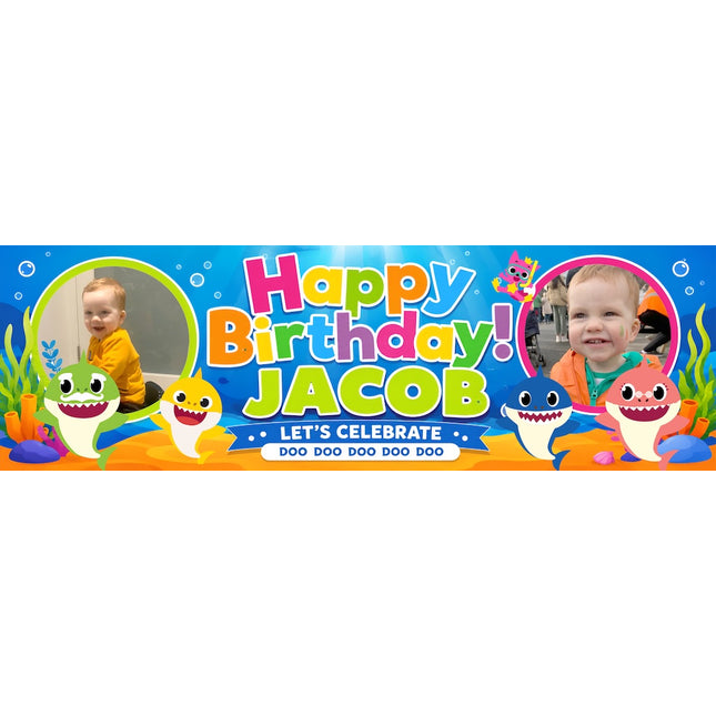 Baby Shark Personalised Photo Birthday Banner