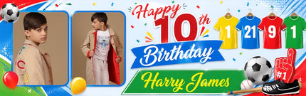 Football Style Birthday Party Personalised Photo Banner