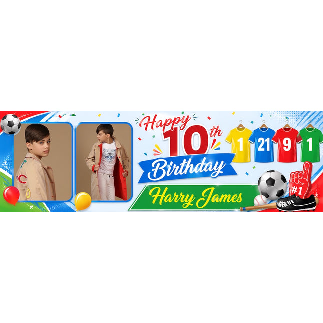 Football Style Birthday Party Personalised Photo Banner