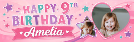 Stars And Lovehearts Personalised Photo Banner