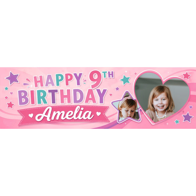 Stars And Lovehearts Personalised Photo Banner