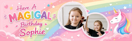 Magical Unicorn Personalised Photo Party Banner