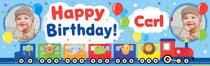 Train Time Party Personalised Photo Banner
