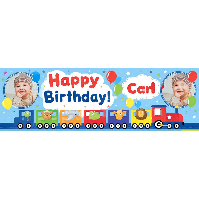 Train Time Party Personalised Photo Banner