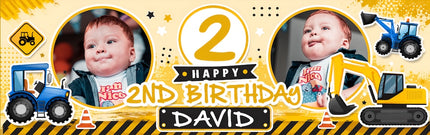 Tractors Tractors and Tractors Personalised Photo Birthday Banner