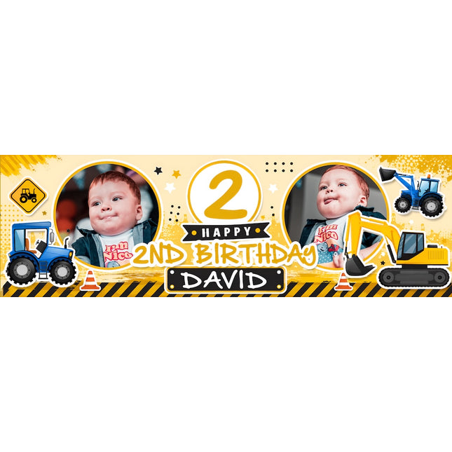 Tractors Tractors and Tractors Personalised Photo Birthday Banner