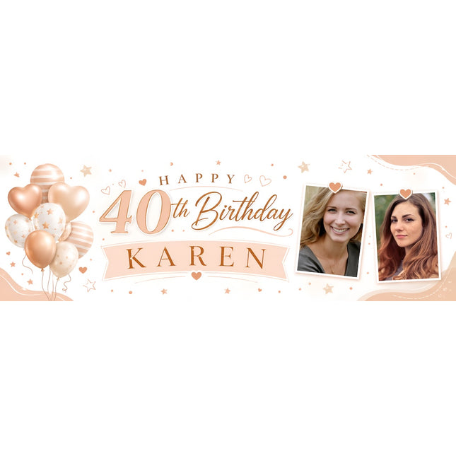 Rose Gold Celebration Personalised Photo Banner