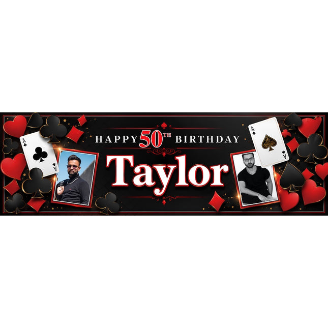 Roll The Dice 50th Birthday Personalised Photo Banner