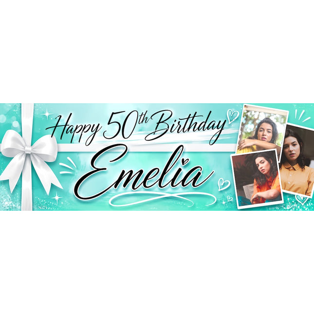 All Wrapped Up 50th Personalised Photo Banner