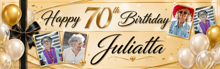 All Wrapped Up 70th Birthday Personalised Photo Banner