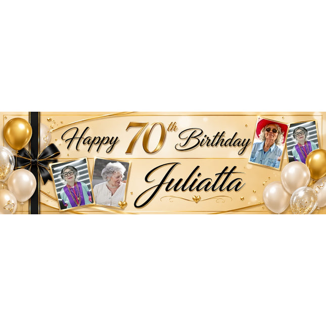 All Wrapped Up 70th Birthday Personalised Photo Banner