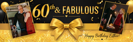 60th Birthday Fabulous Bows And Sparkle Personalised Photo Banner