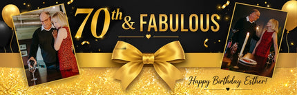 70th Birthday Fabulous Bows And Sparkle Personalised Photo Banner