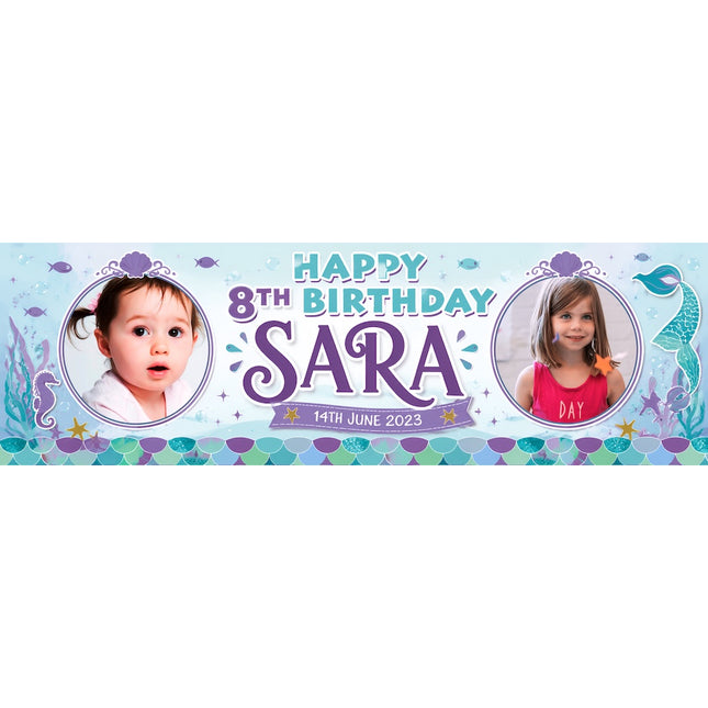 Little Mermaid Personalised Photo Birthday Banner