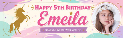 Rainbows And Unicorns Personalised Photo Banner