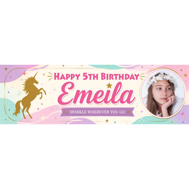 Rainbows And Unicorns Personalised Photo Banner