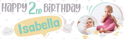 Little Bunny Birthday Personalised Photo Banner