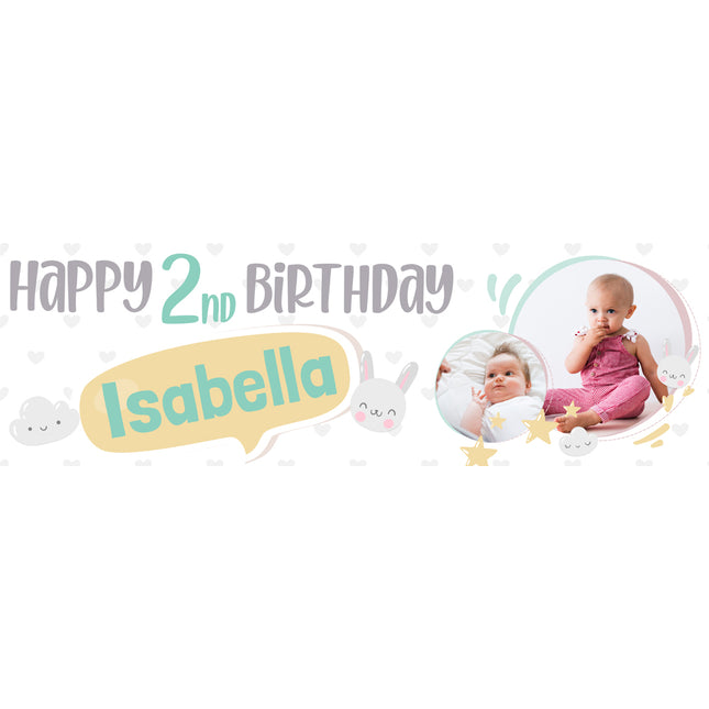 Little Bunny Birthday Personalised Photo Banner