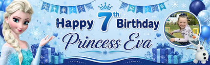 Frozen Birthday Party Personalised Photo Banner